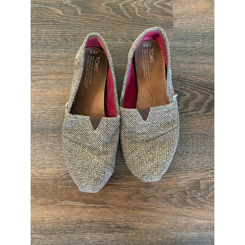TOMS Women's Classics in the Brown Metallic Herringbone - Picture 3 of 6